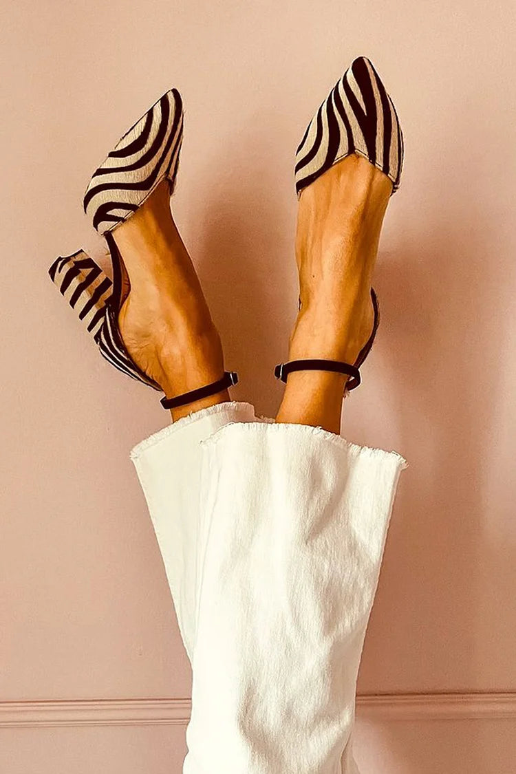 Keren™ | Tacones de Punta con Estampado de Cebra