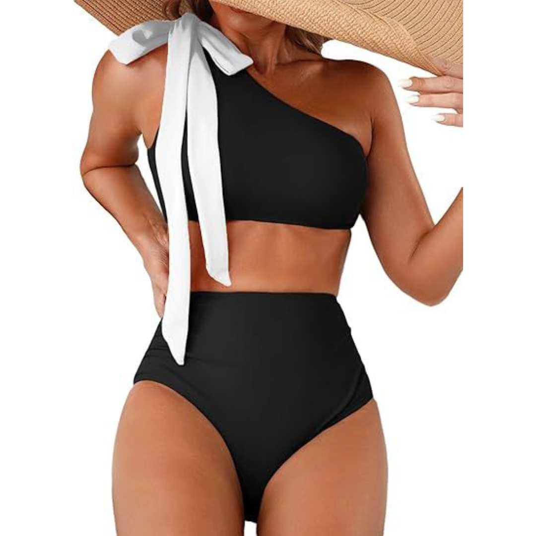 Marit | Bikini de Una Sola Manga de Cintura Alta