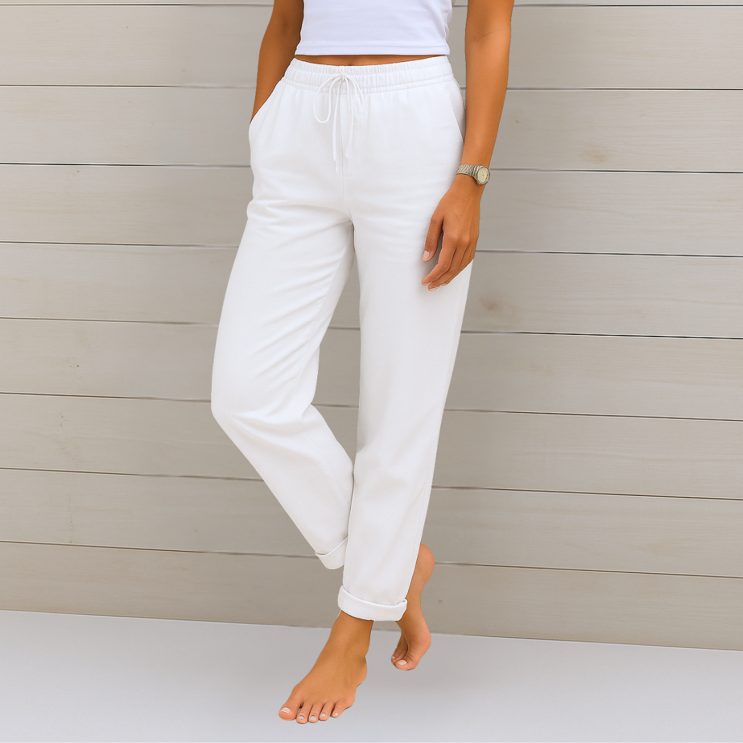 Maylora | Pantalones de Lino Relax con Cintura Ajustable