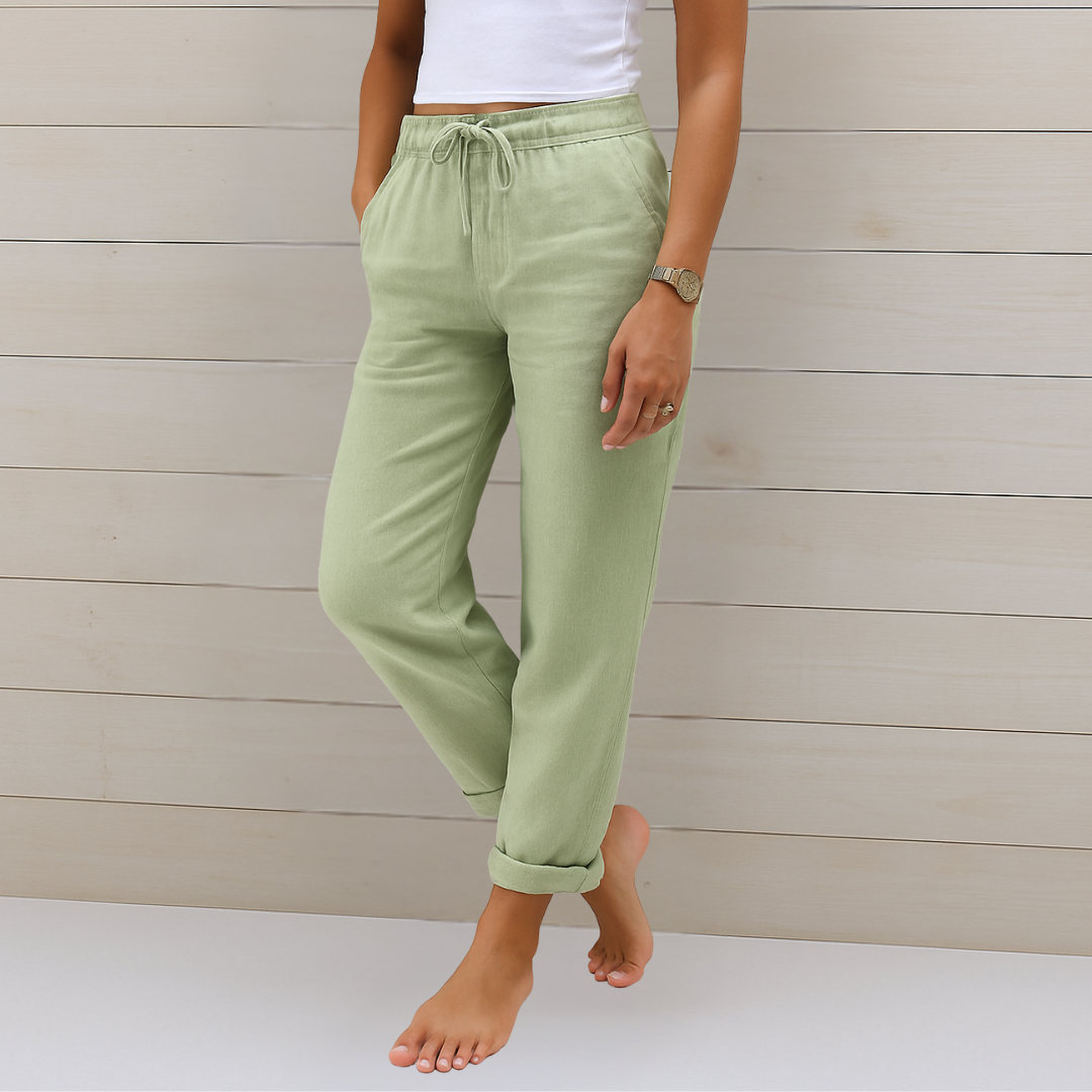 Maylora | Pantalones de Lino Relax con Cintura Ajustable