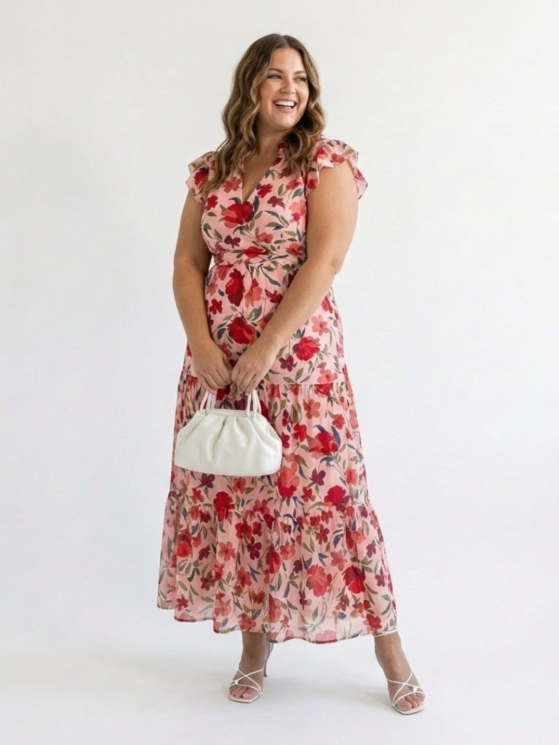 Lila | Vestido Midi Con Escote En V Y Capas