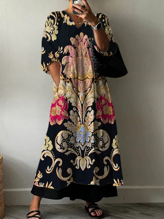 Vestido Elegante con Estampado Claro