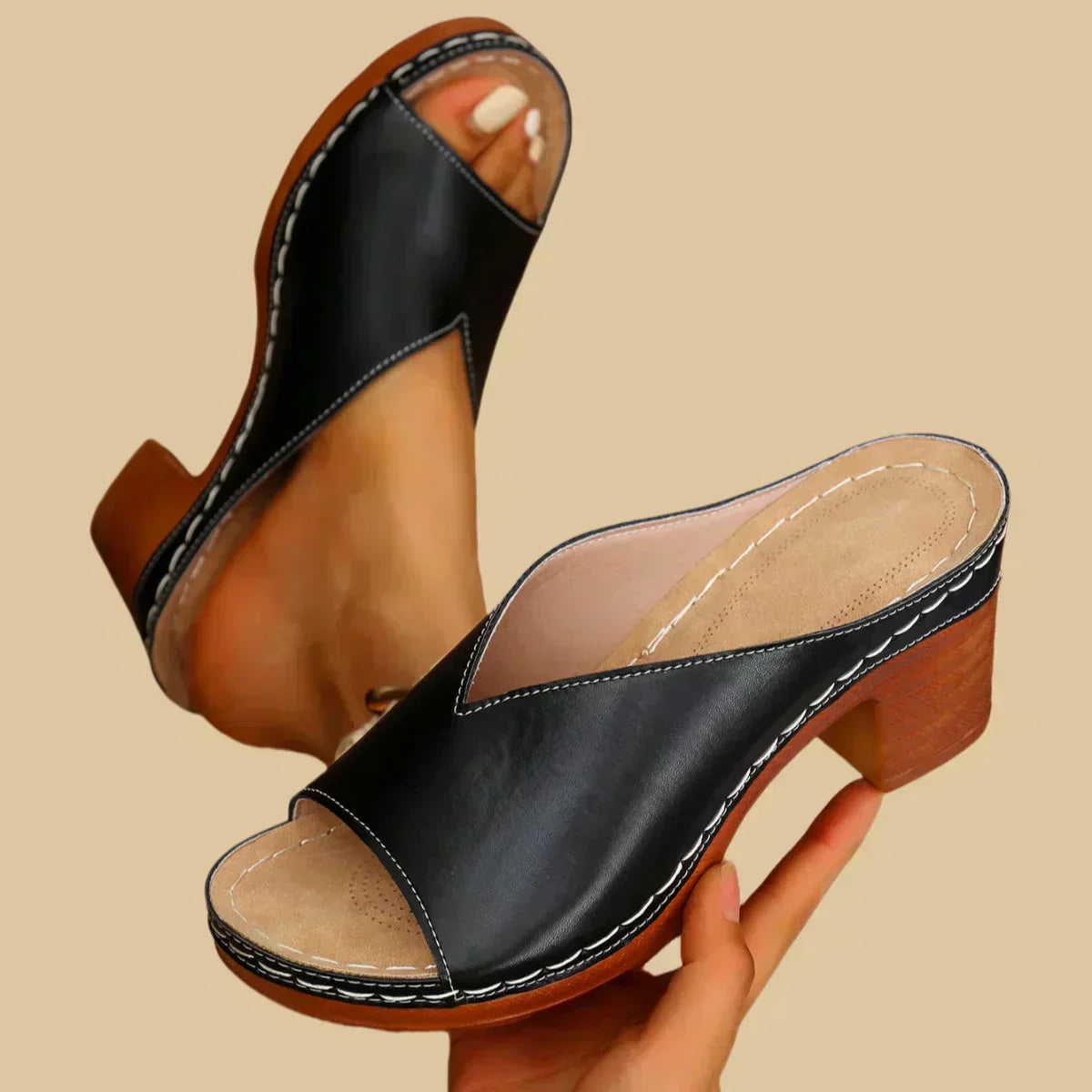 GABRIELLA | Sandalias Ortopédicas con Tacón Ancho Elegantes y Confortables para Cada Día