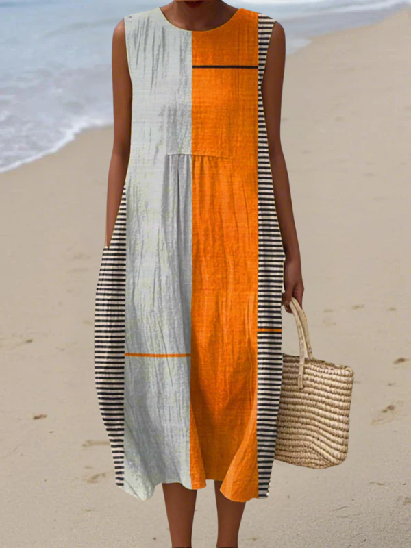May™ Vestido Midi a Bloques de Color