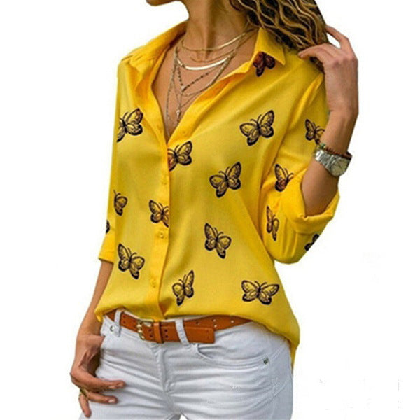 Neleia – Blusa caída con estampado de mariposas