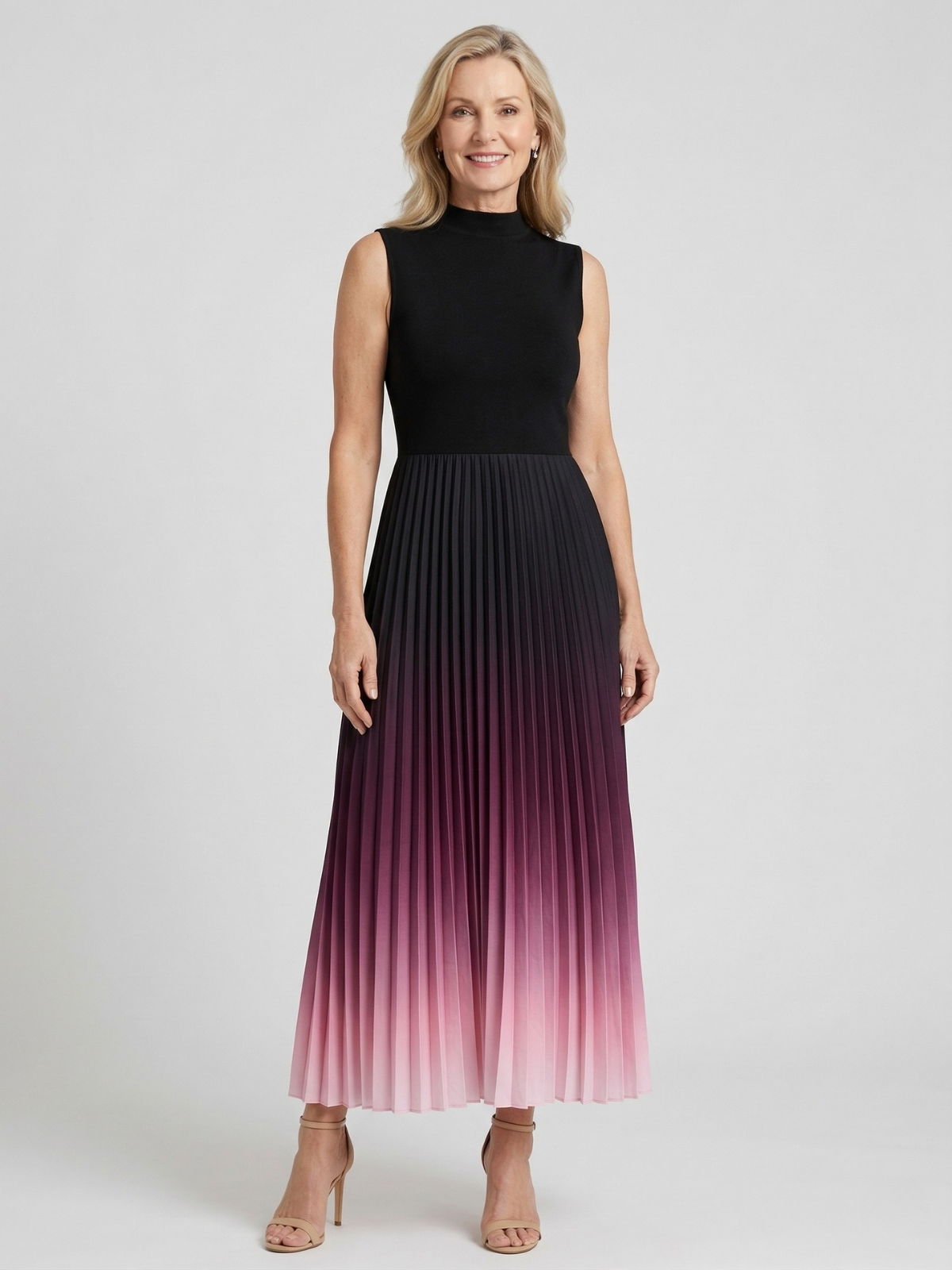 Vestido Maxi Plisado Ombre Charlotte