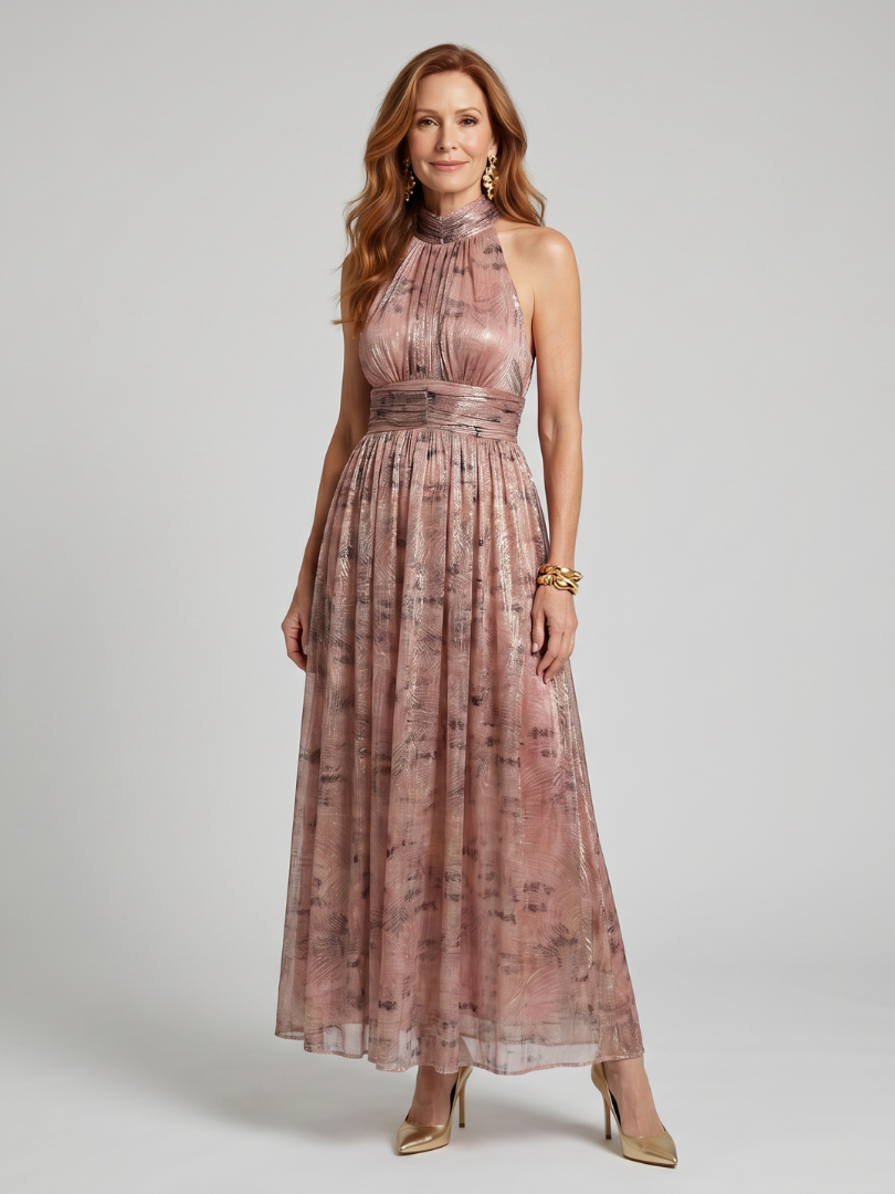 Imogen | Vestido midi sin mangas con acabado texturizado