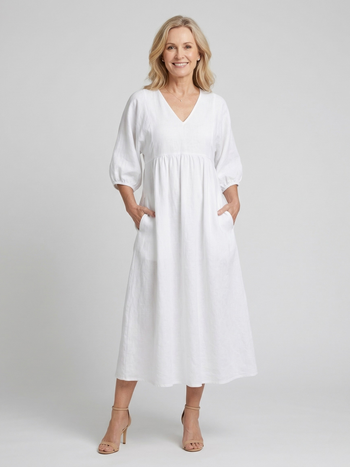 Vestido Maxi Fluido con Escote en V de Katherine