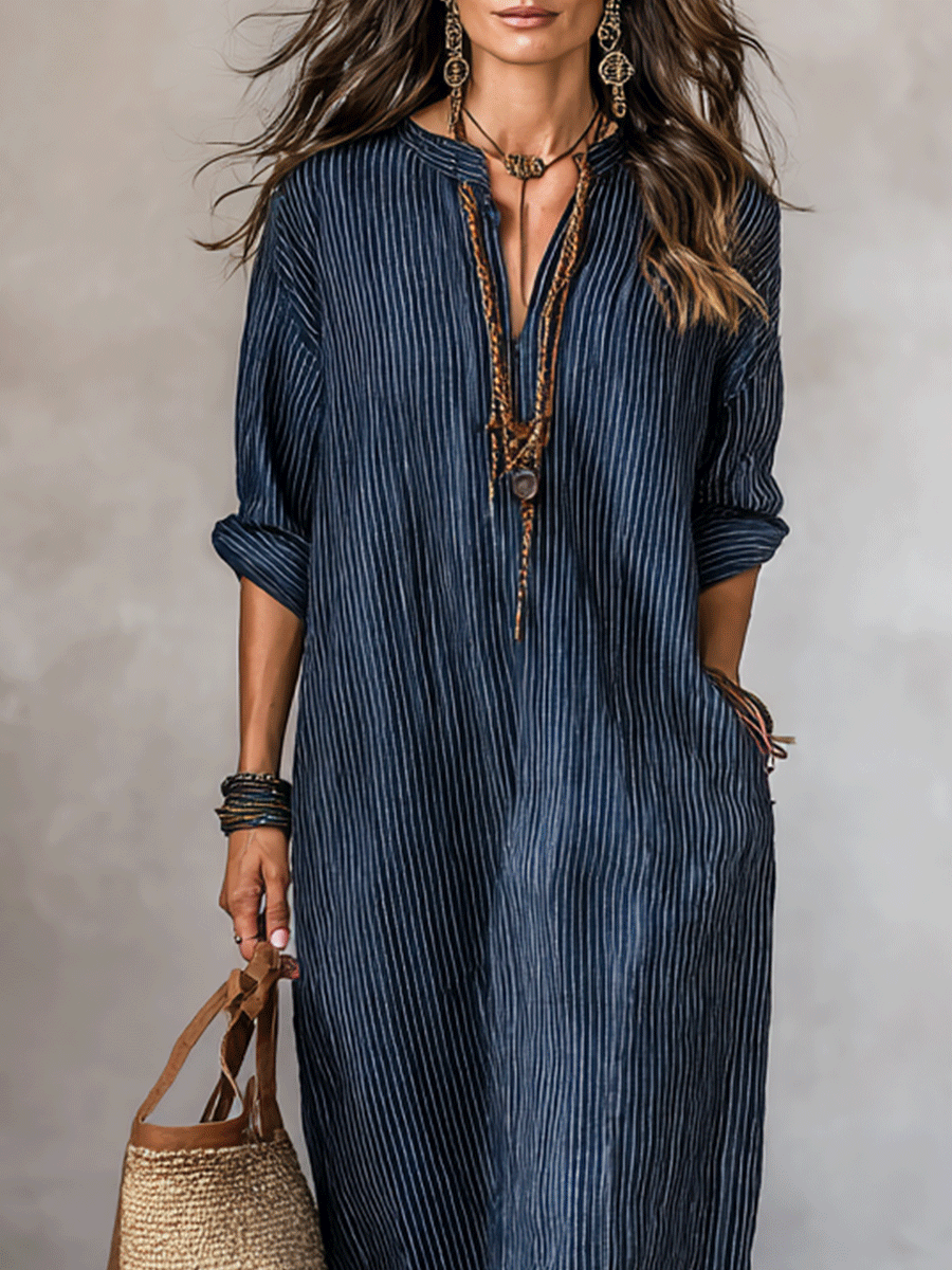 Vestido Maxi Loose-Fit Indigo Nómada