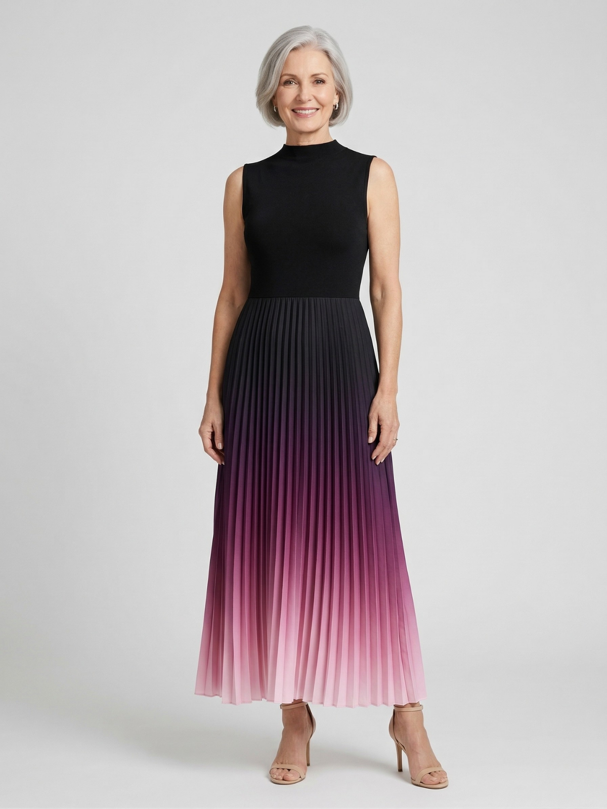 Vestido Maxi Plisado Ombre Charlotte