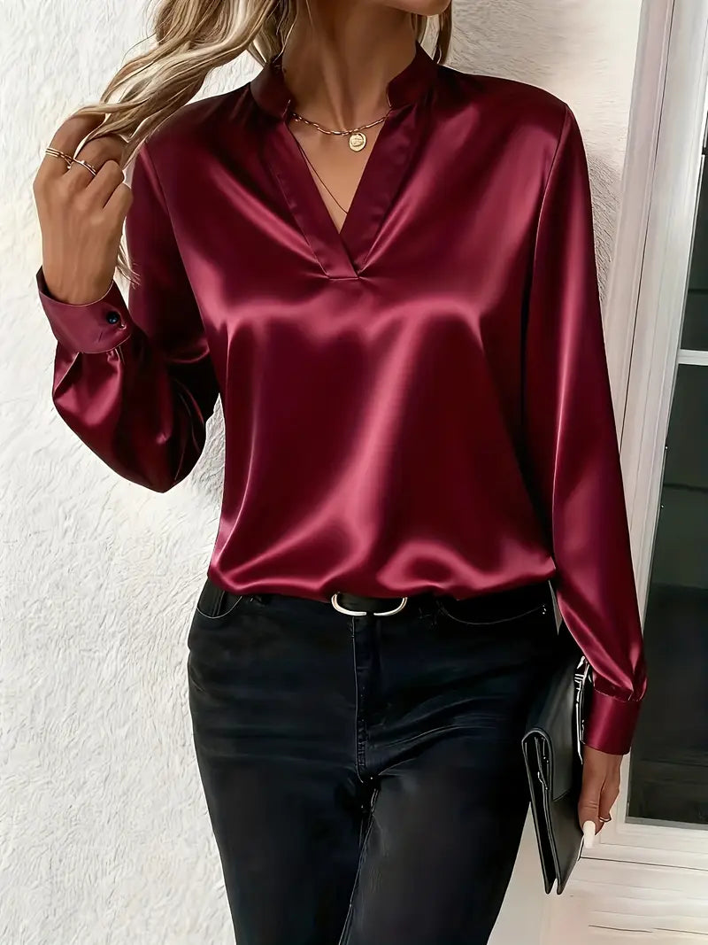Claudine™ – Blusa satinada elegante atemporal refinada