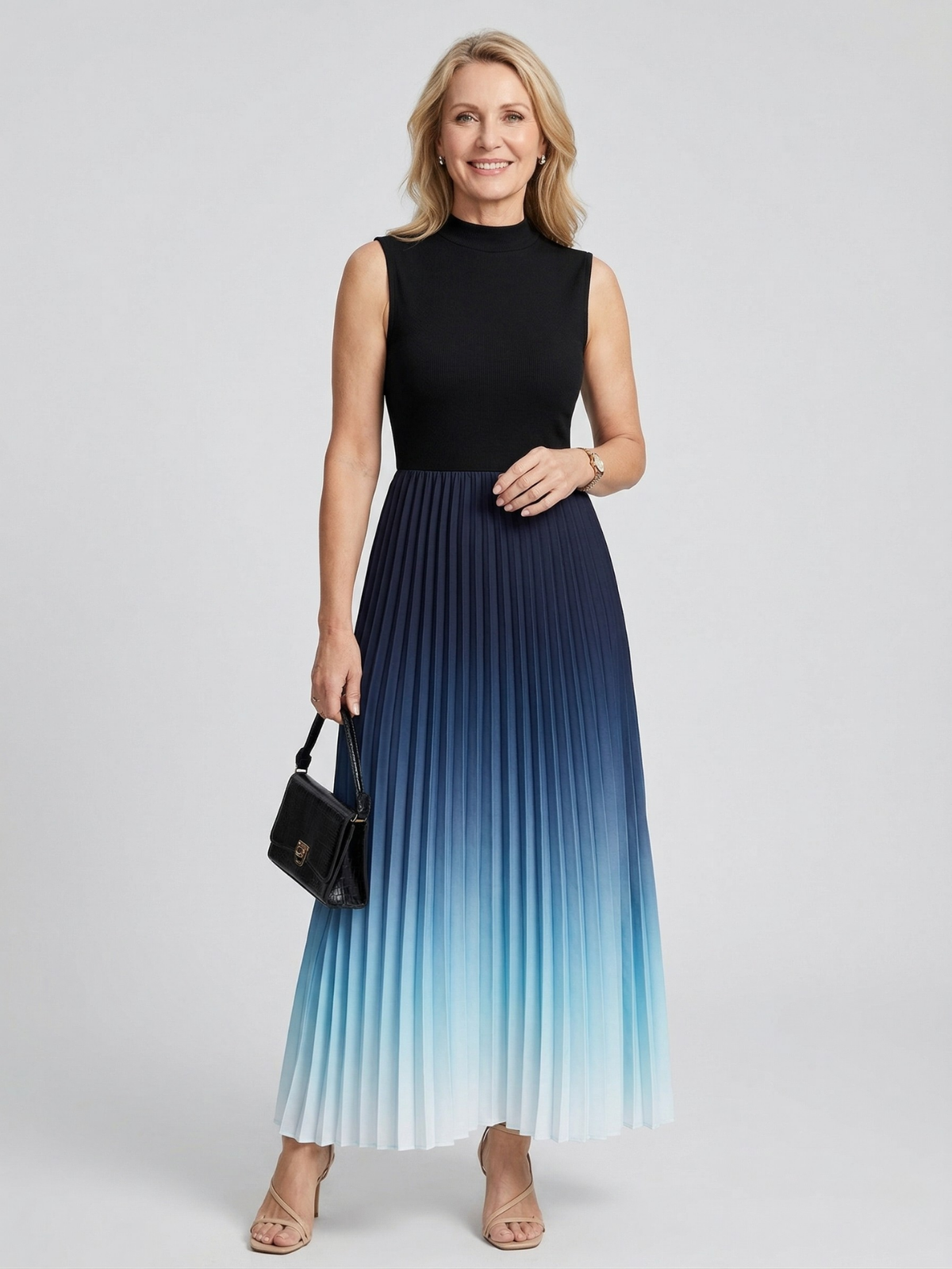 Vestido Maxi Plisado Ombre Charlotte
