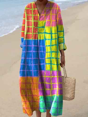 Vestido de Impresión Geométrica Retro para Mujeres