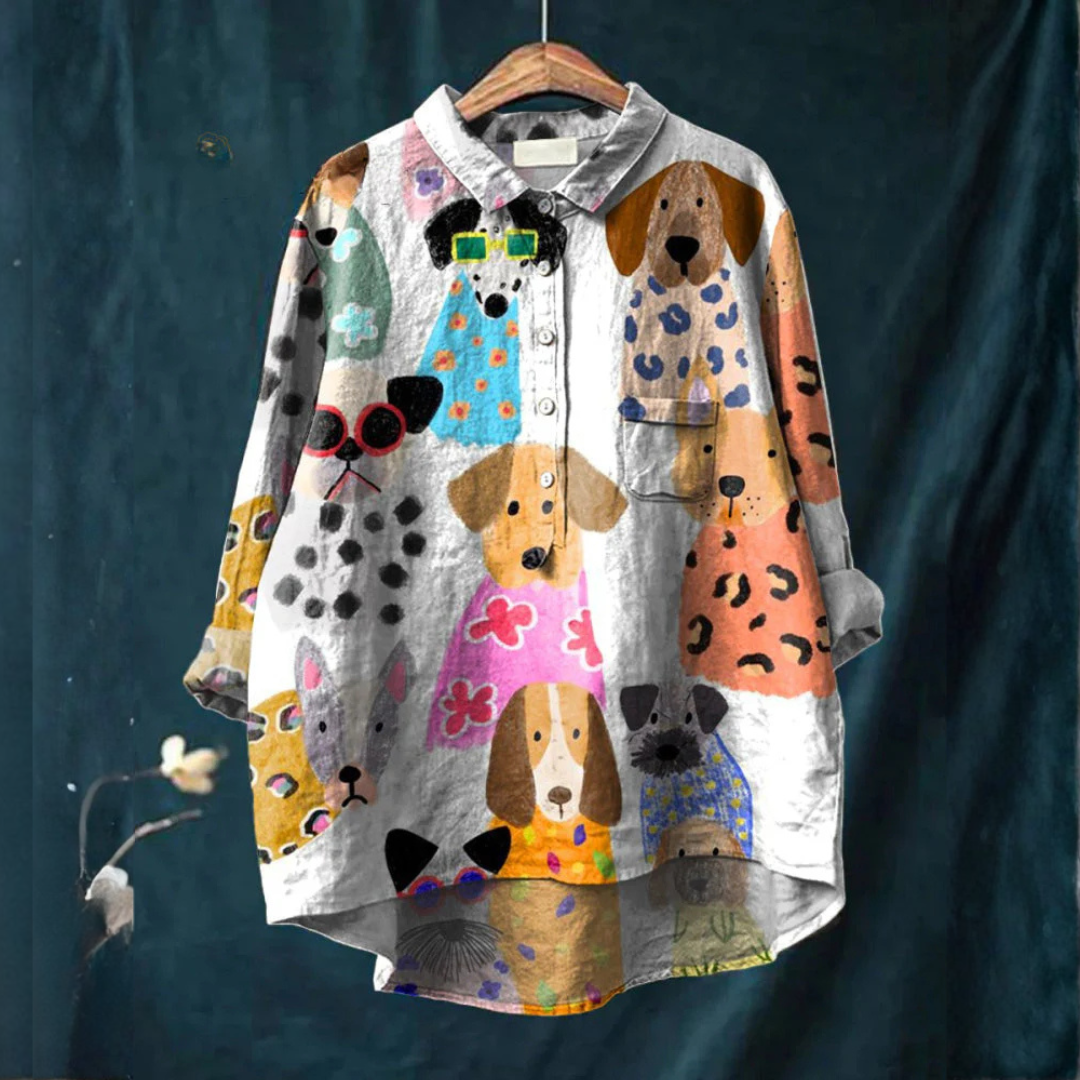 Teresa – Camisa de lino con estampado