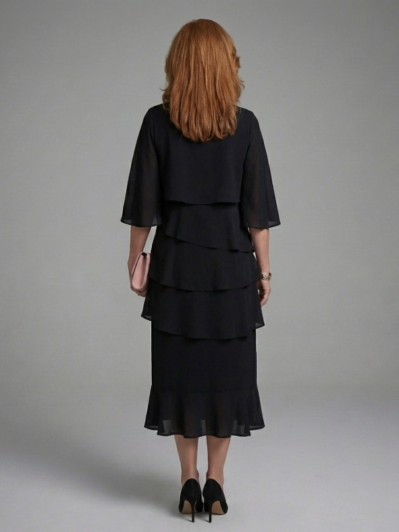 Maelis | Vestido Midi con Manga Capa en Capas