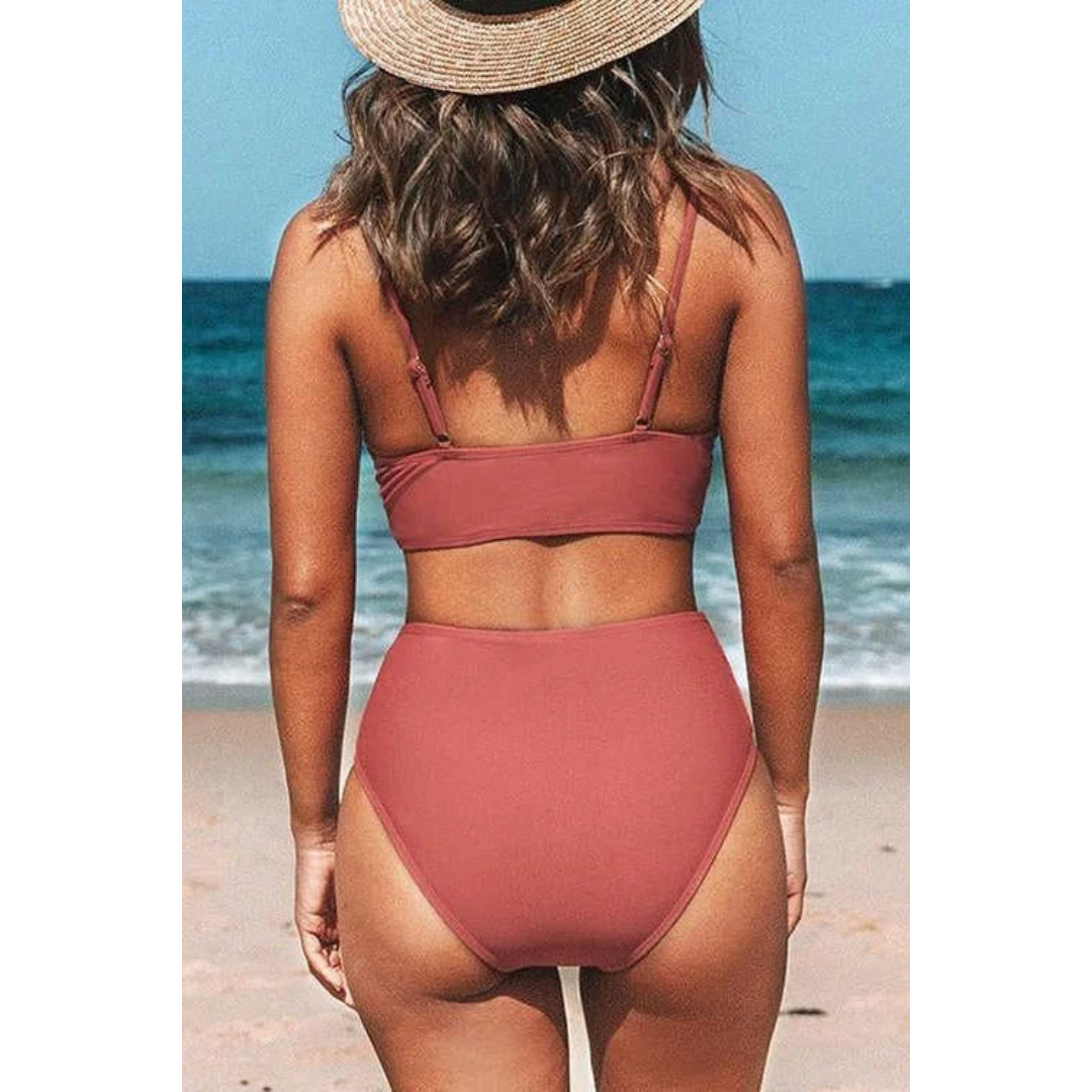 Jodi | Bikini de Cintura Alta con Escote en V Juguetón