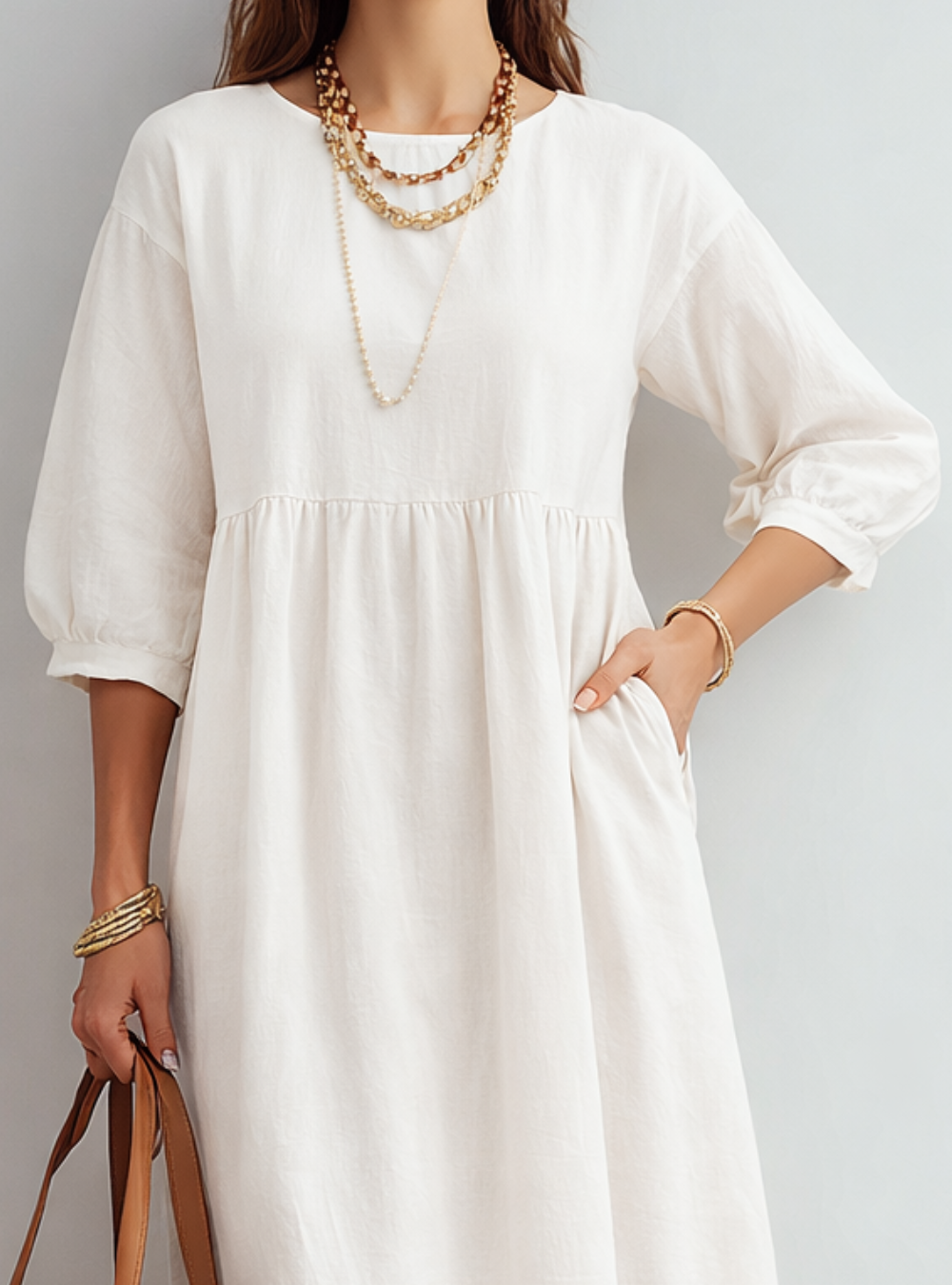 Vestido Midi Relaxed Crema Sin Esfuerzo