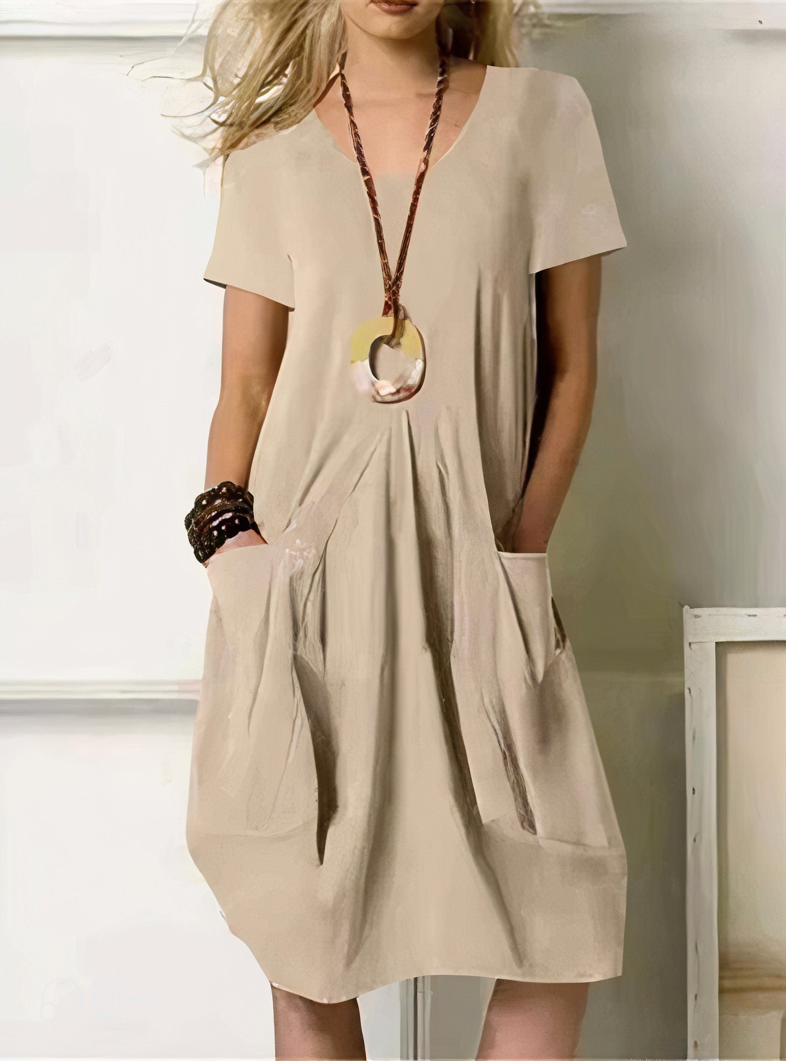 Gabrielle - Vestido Largo Suelto de Verano con Bolsillos