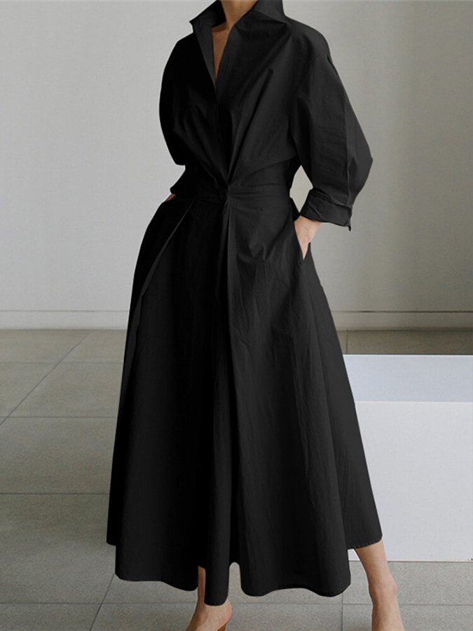 Brynn - Vestido de Corte A con Cuello Polo Chic