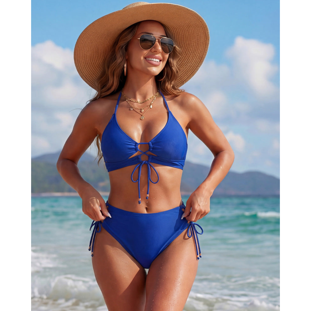 Nadia | Bikini Halter con Cierre de Cordón