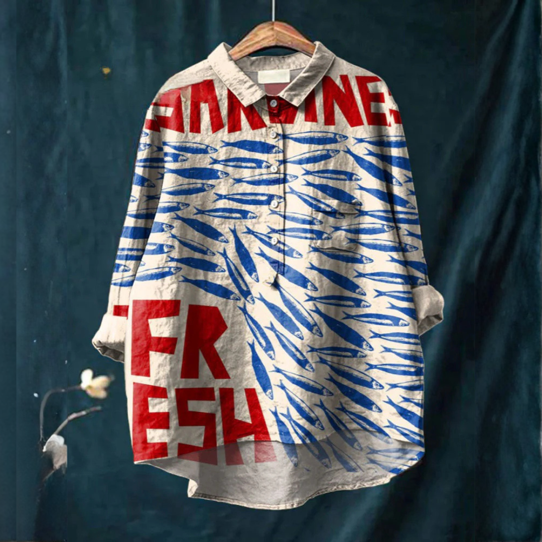 Daniela – Camisa de lino con estampado