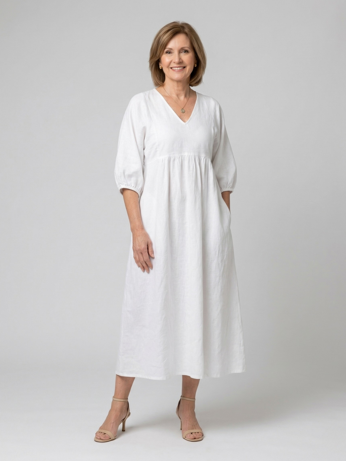 Vestido Maxi Fluido con Escote en V de Katherine