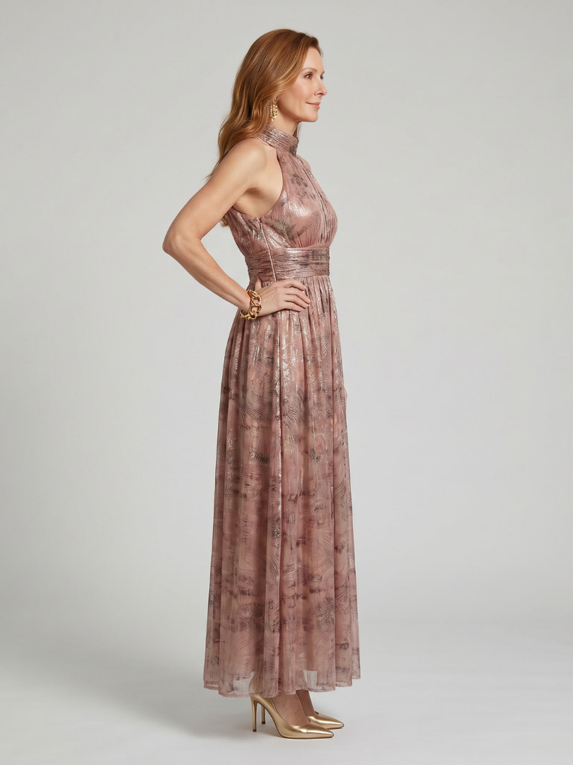Imogen | Vestido midi sin mangas con acabado texturizado