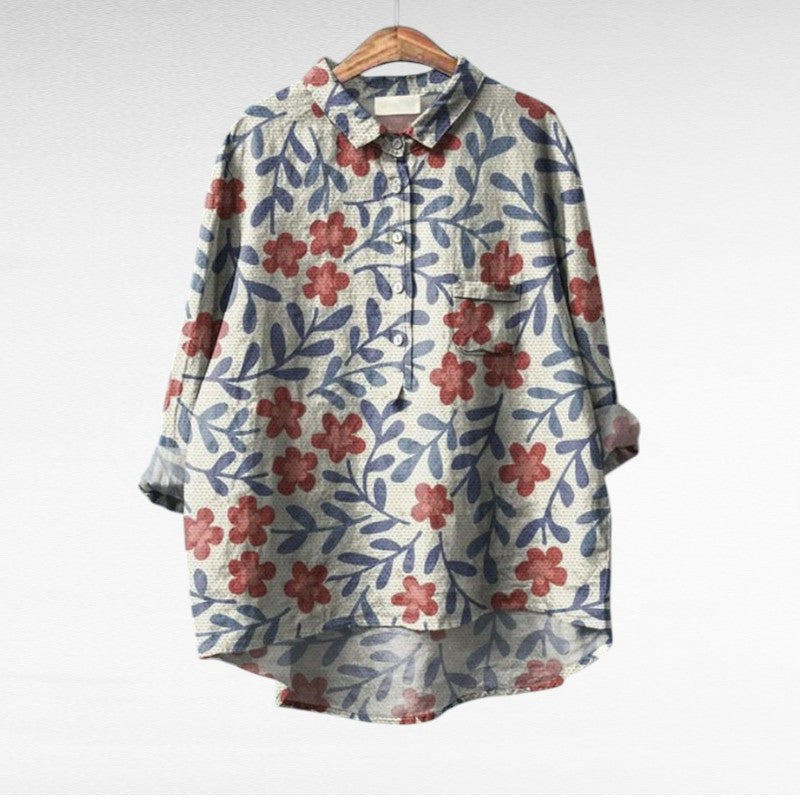 Rosélina™ — Camisa floral artística fluida elegante