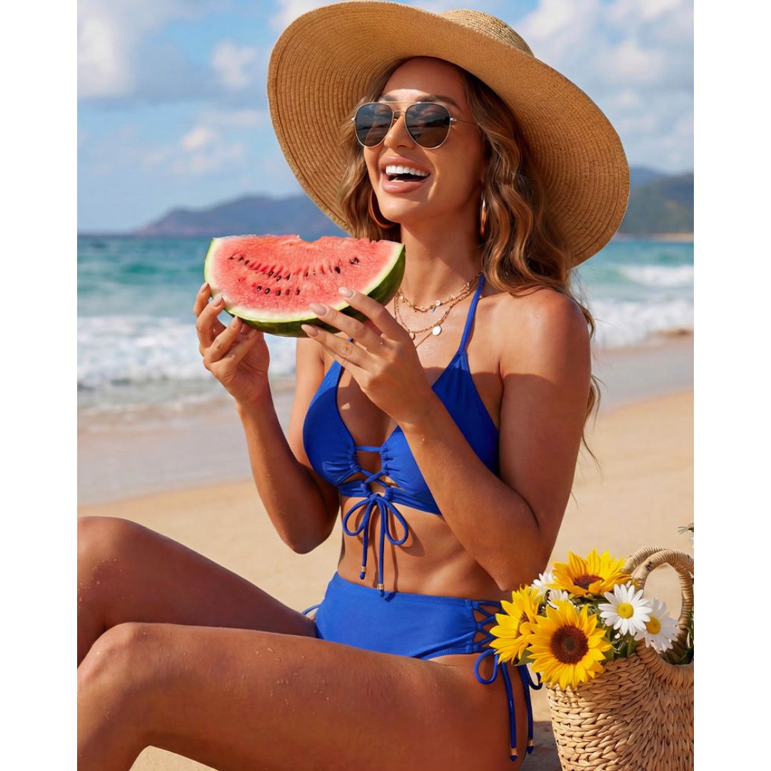 Nadia | Bikini Halter con Cierre de Cordón