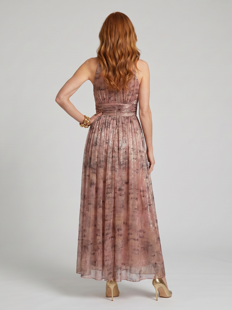 Imogen | Vestido midi sin mangas con acabado texturizado