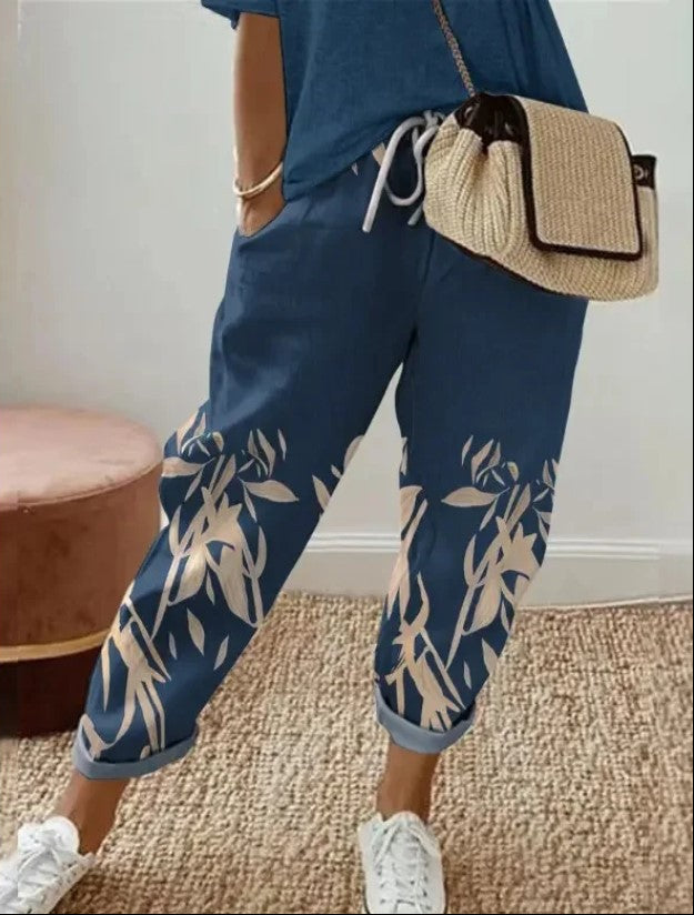Naomi | Pantalones de Lounge Botánicos de Medianoche