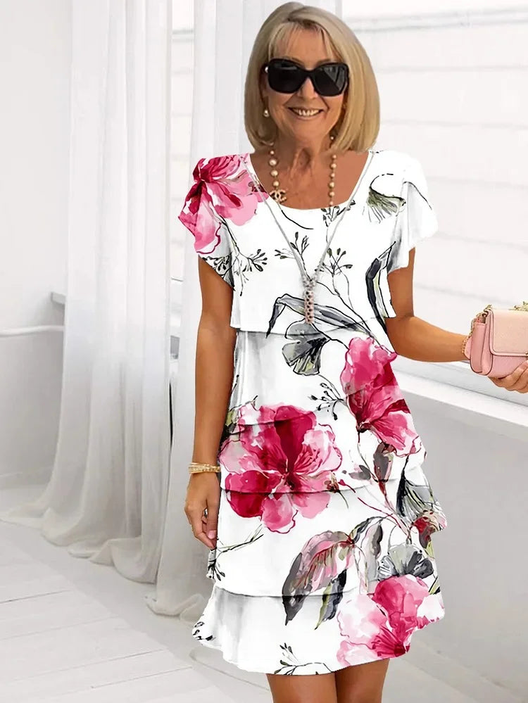 Giselle™ - Vestido Floral con Volantes Plisados