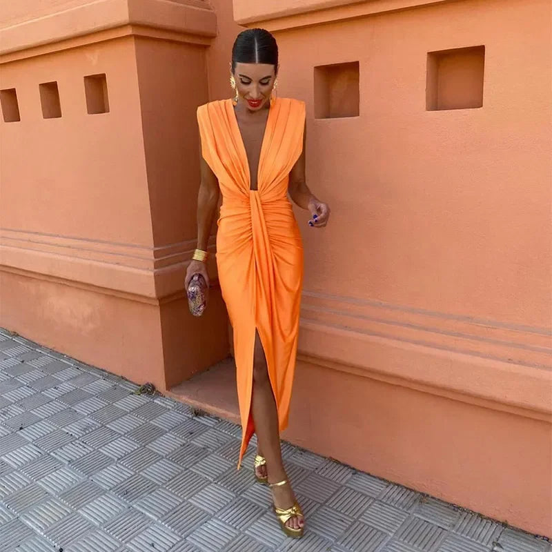 Selena - Vestido Drapeado Ardiente