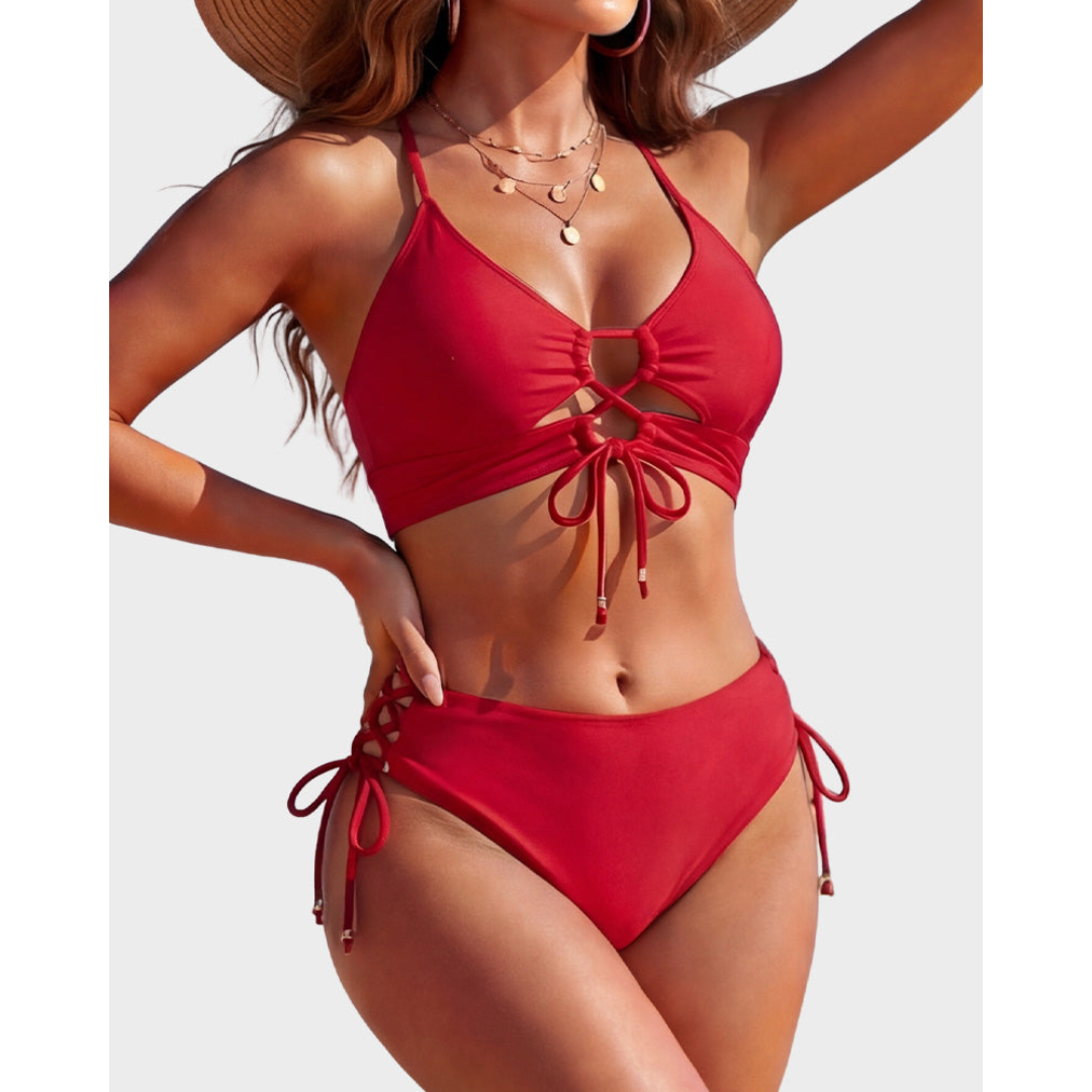 Nadia | Bikini Halter con Cierre de Cordón