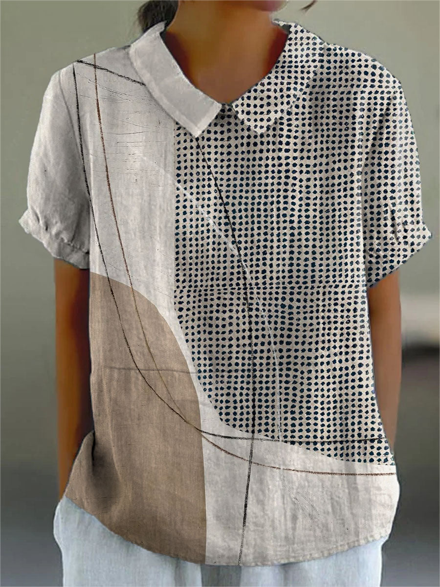Lana | Camisa con Puntos y Líneas Abstractas