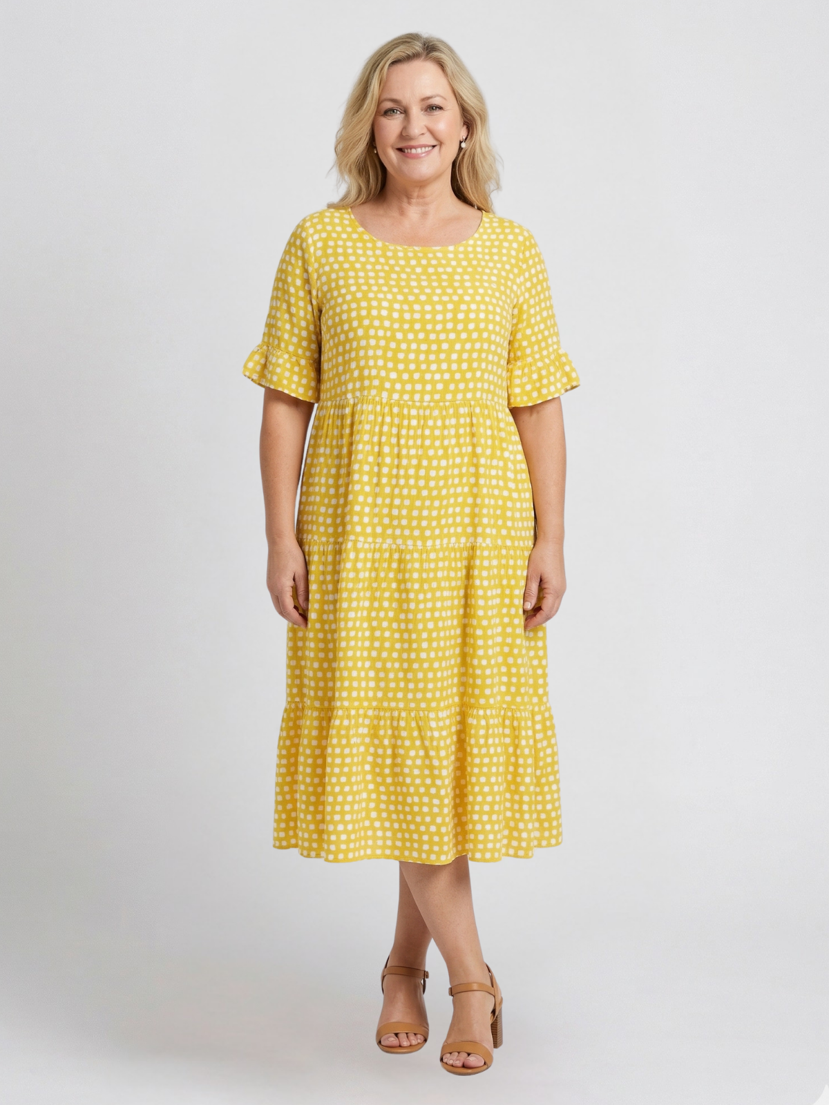 Vestido Midi de Manga Corta Tessa Sable