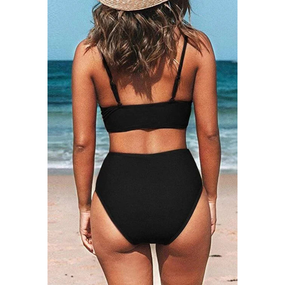 Jodi | Bikini de Cintura Alta con Escote en V Juguetón