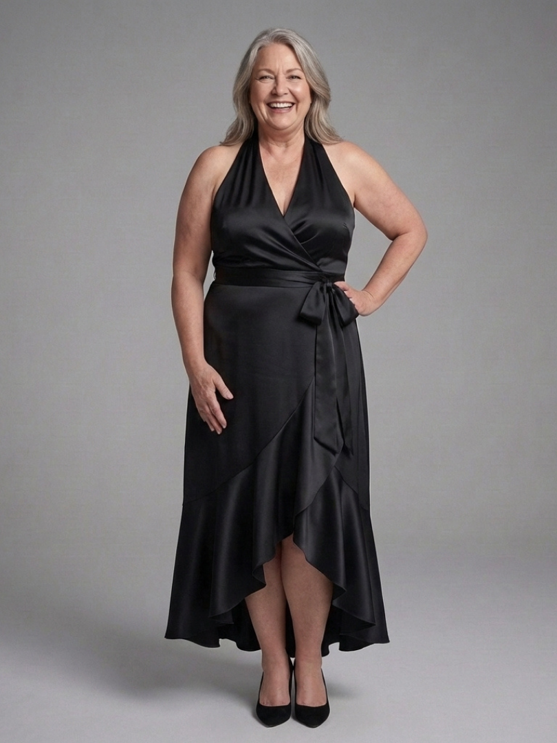 Briony | Vestido Alto-Bajo con Tiras al Cuello