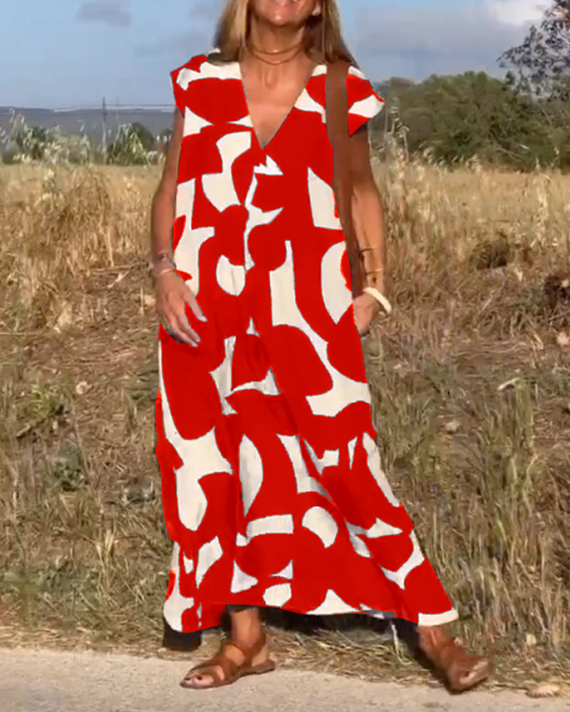 Elowen - Vestido Sin Mangas con Estampado Geométrico Irregular