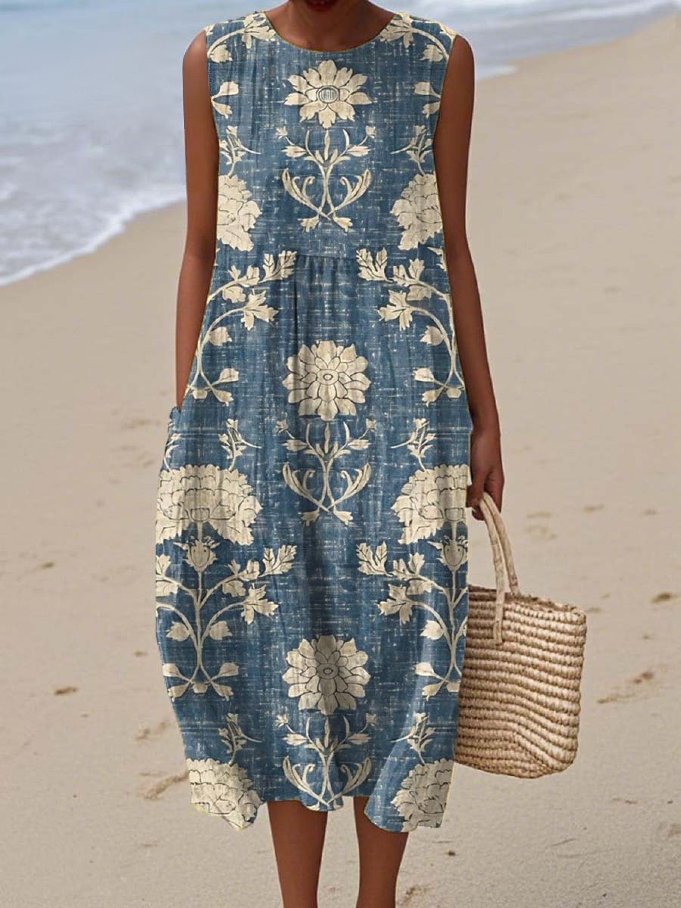 Rowena - Vestido de Verano con Estampado Floral Vintage
