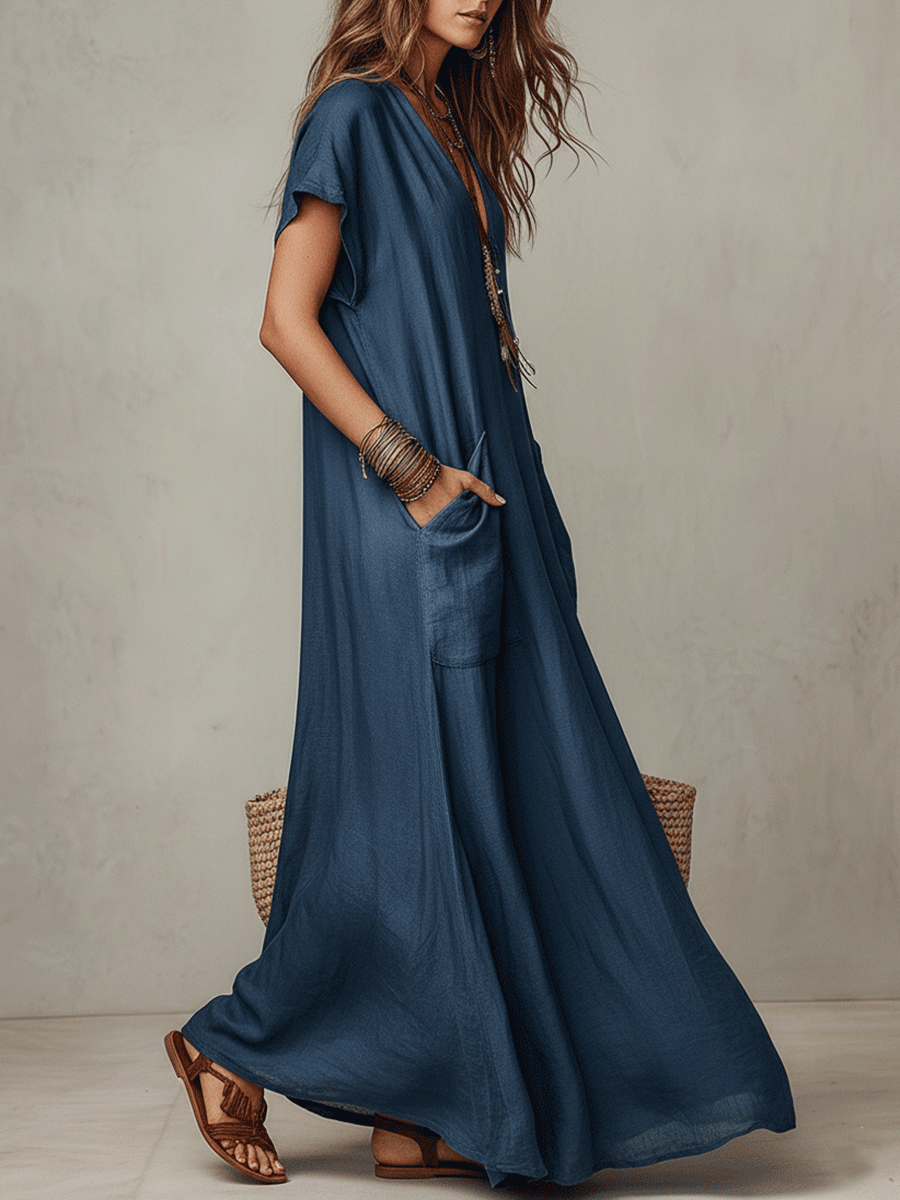 Vestido Maxi Relajado Bohemio Sin Esfuerzo