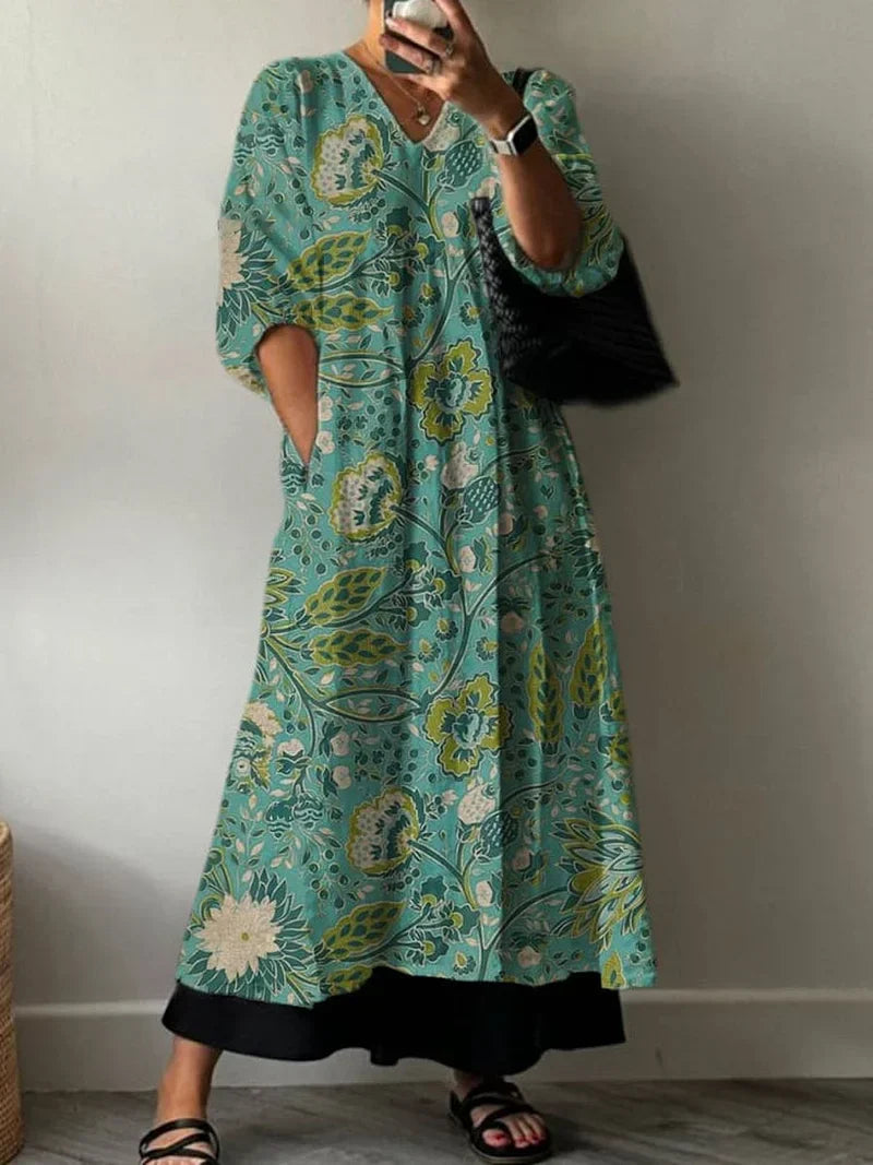 Vestido Elegante con Estampado Floral Paula