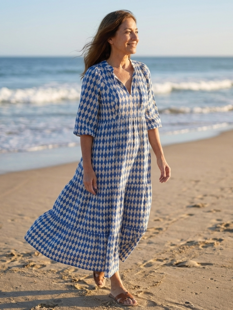 Elodie | Vestido Midi de Estampado de Diamantes