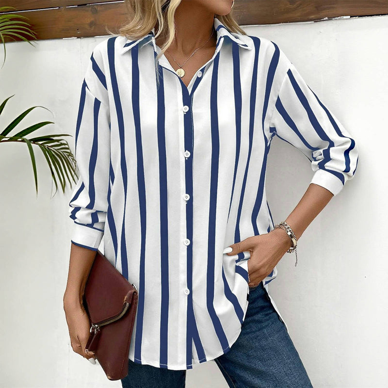 Lana – Blusa con rayas clásicas y elegancia moderna