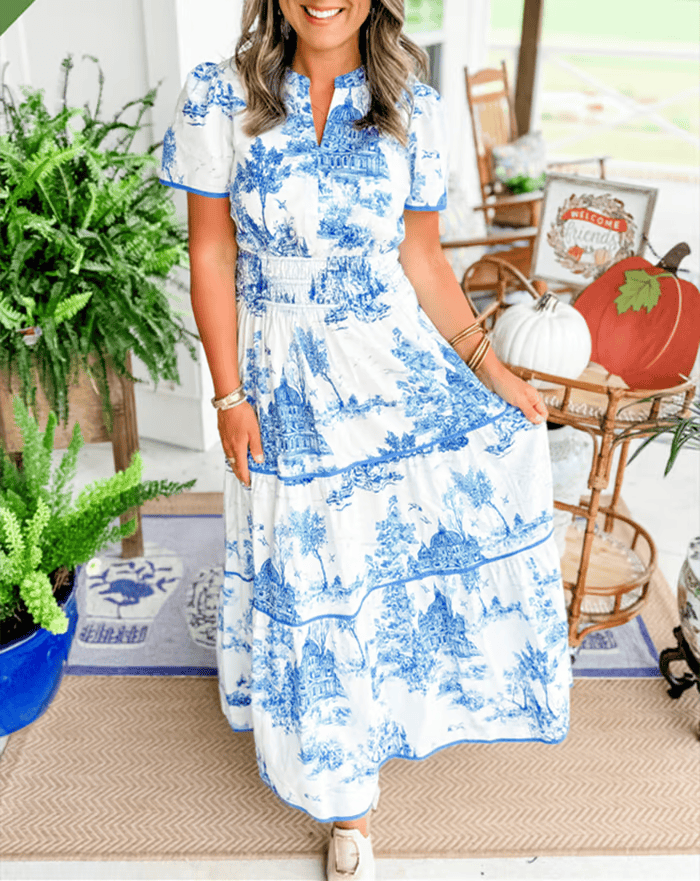 Solene - Vestido Maxi Floral Boho Chic con Escote en V