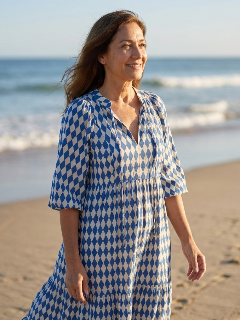 Elodie | Vestido Midi de Estampado de Diamantes