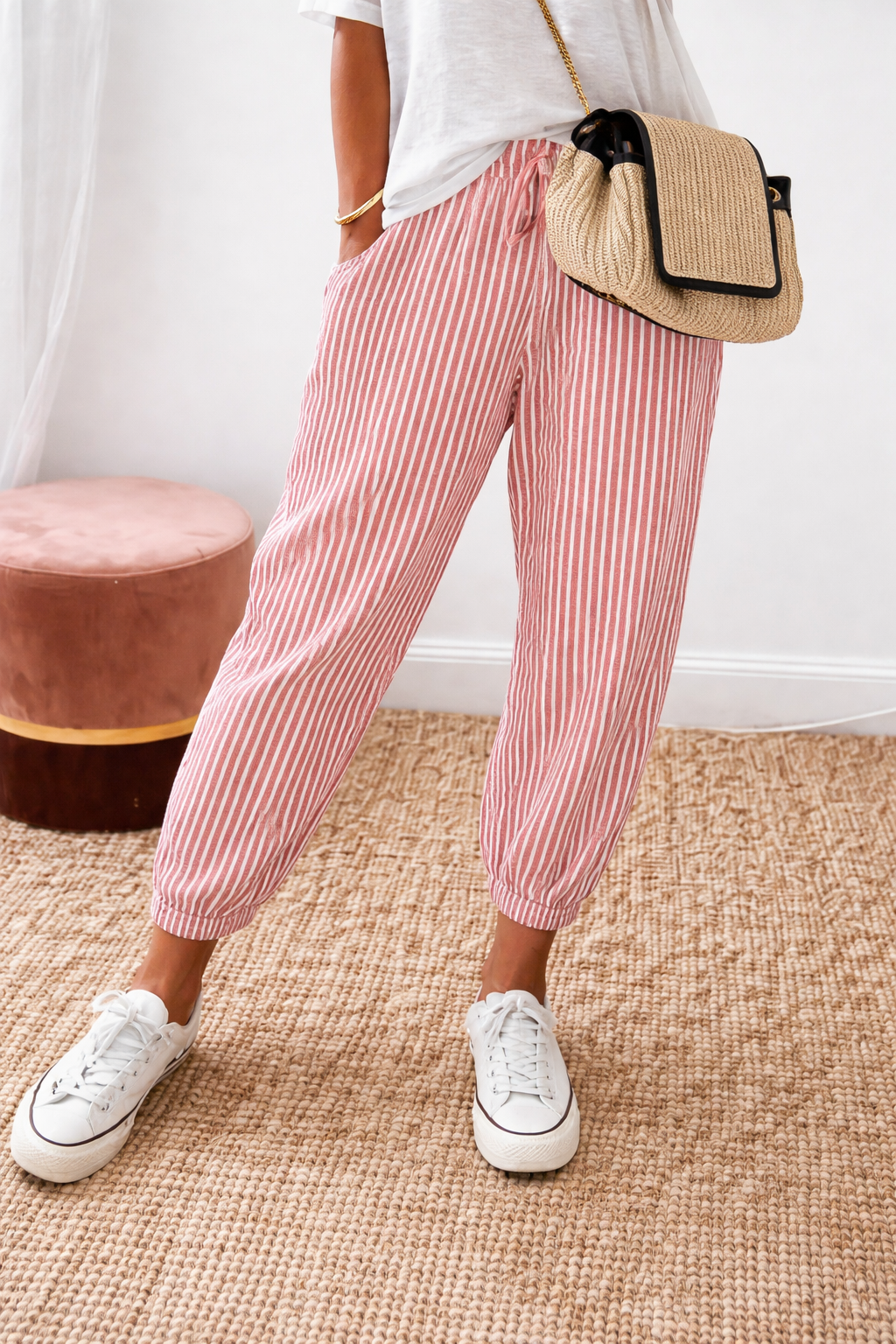Rosalie | Pantalones Relaxed a Rayas en Color Blush