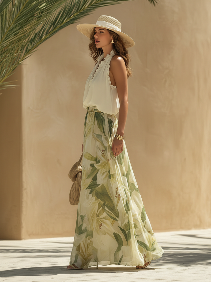 Lysandra | Conjunto Fluido Impreso de Lirio Elegante