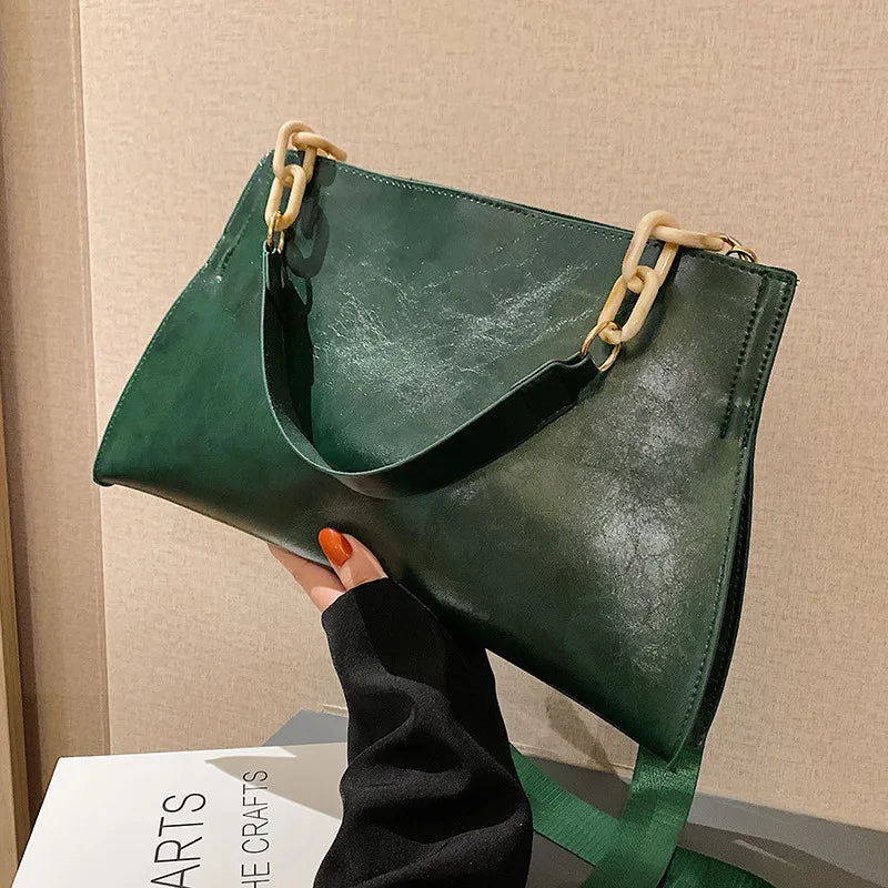 Elegante Bolsa de Hombro de Cuero Suave - Bolsa de Moda de Gran Capacidad