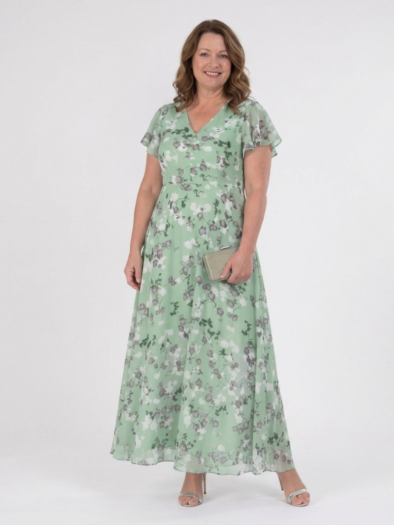 Ismeria | Vestido Maxi de Chiffon con Flores